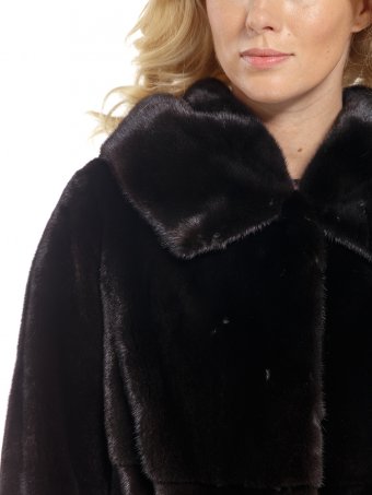 Женскиое пальто из меха норки с капюшоном